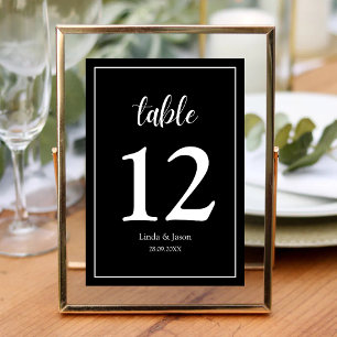 Numéro De Table Mariage Élégance Moderne Noir et Blanc