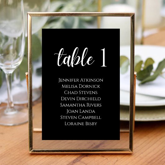 Numéro De Table Mariage Élégance Moderne Noir et Blanc