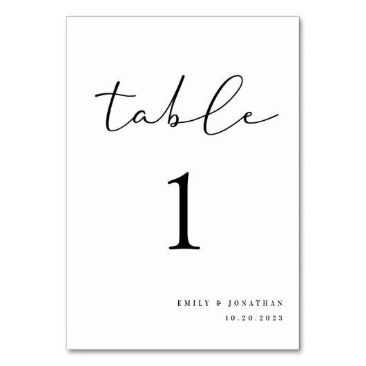 Numéro De Table Mariage élégant (Dos)