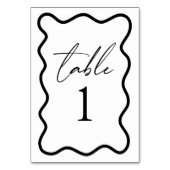 Numéro De Table Mariage élégant à bordure ondulée noir et blanc (Par défaut)