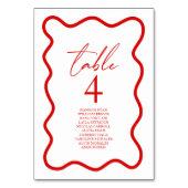 Numéro De Table Mariage Élégant à Bordure Ondulée Rouge Blanc (Par défaut)