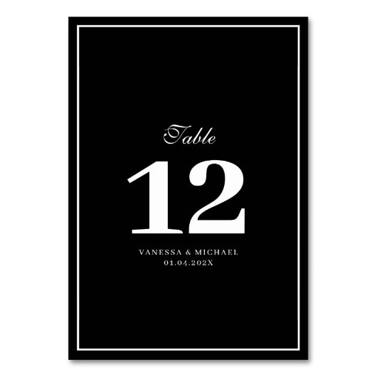 Numéro de table mariage élégant à cadre blanc (Par défaut)