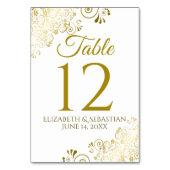 Numéro De Table Mariage élégant à filigrane doré et blanc (Par défaut)