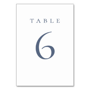Numéro De Table Mariage élégant à l'écriture bleue poudrée
