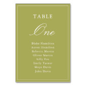 Numéro De Table Mariage élégant à l'écriture verte olive (Par défaut)