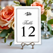 Numéro De Table Mariage élégant à triple bordure de branche noire