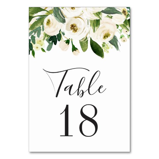Numéro De Table Mariage Élégant Aquarelle Fleurie et Verdure (Par défaut)