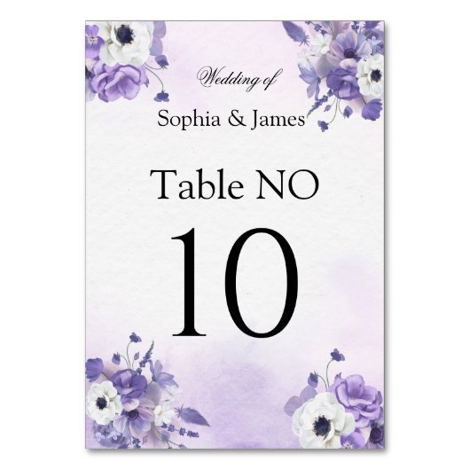 Numéro De Table Mariage élégant aquarelle violet (Par défaut)