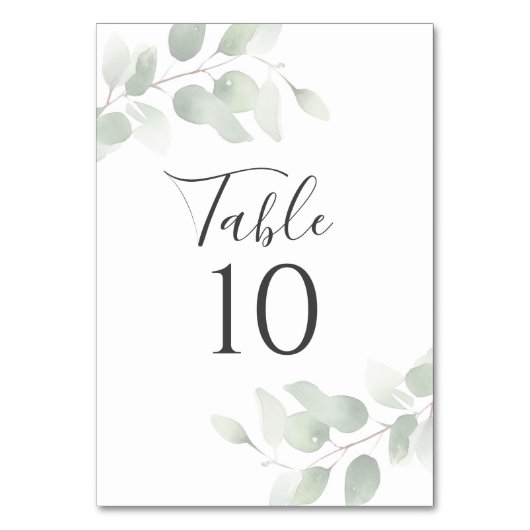 Numéro De Table Mariage Élégant au Feuillage d'Eucalyptus  (Par défaut)