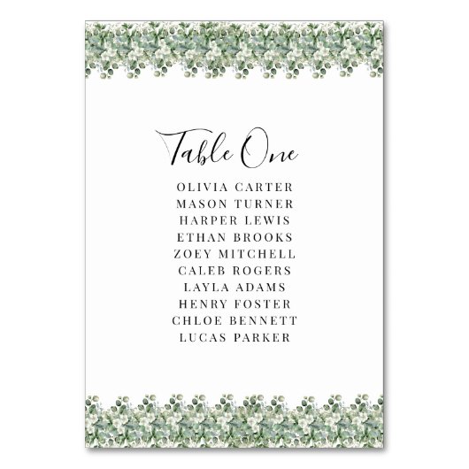 Numéro De Table Mariage Élégant au feuillage d'eucalyptus (Par défaut)