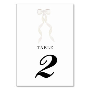 Numéro De Table Mariage élégant au ruban blanc à la bow