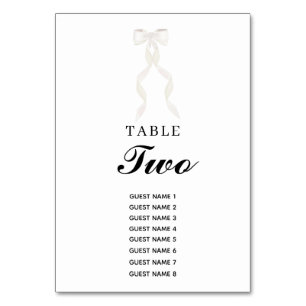 Numéro De Table Mariage élégant au ruban blanc à la bow