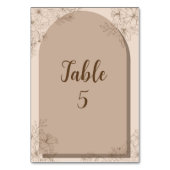 Numéro De Table Mariage Élégant aux Fleurs Beige (Dos)