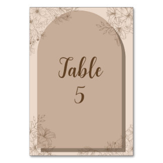 Numéro De Table Mariage Élégant aux Fleurs Beige