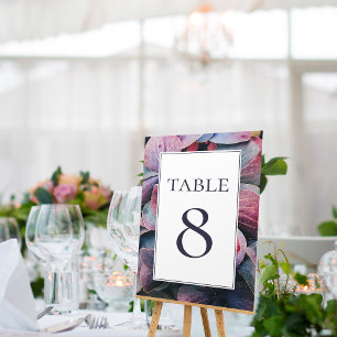 Numéro De Table Mariage Élégant aux Hortensias Fleurs Or Pourpre