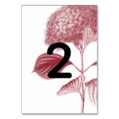 Numéro De Table Mariage Élégant aux Hydrangeas Bourgogne (Dos)