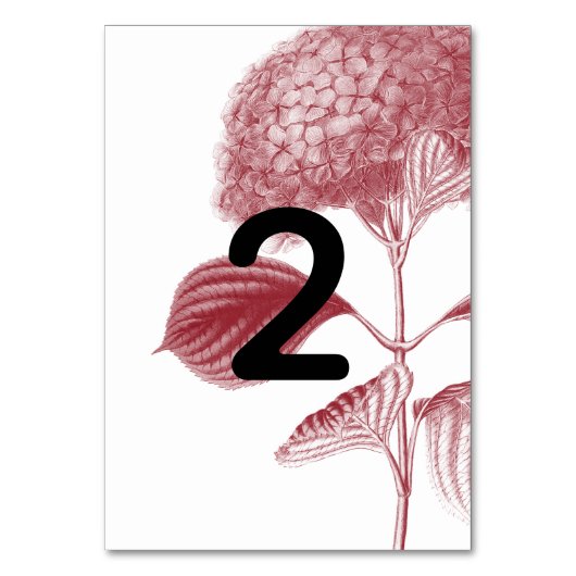 Numéro De Table Mariage Élégant aux Hydrangeas Bourgogne (Par défaut)