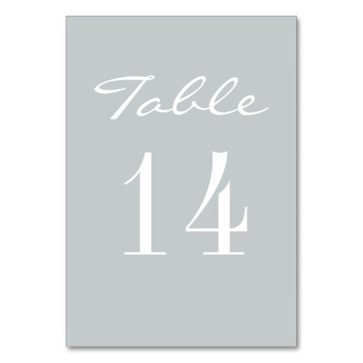 Numéro De Table Mariage élégant blanc gris chic (Dos)
