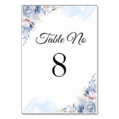 Numéro De Table Mariage élégant bleu blanc (Dos)