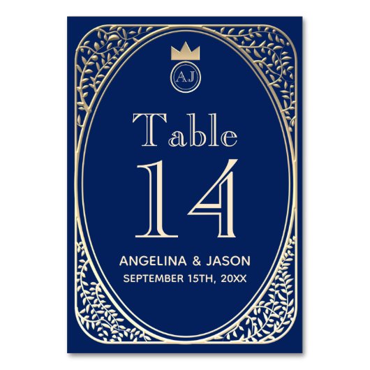 Numéro De Table Mariage élégant bleu marine et or (Par défaut)