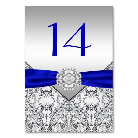 Numéro De Table Mariage élégant bleu royal argent (Par défaut)