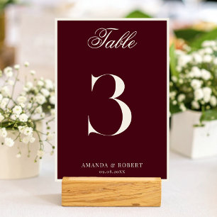 Numéro De Table Mariage Élégant Bourgeoisie Bourgeoise Bourgogne