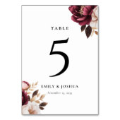 Numéro De Table Mariage Élégant Bourgogne Or (Par défaut)