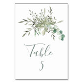 Numéro De Table Mariage Élégant Classique au Vert Eucalyptus (Dos)