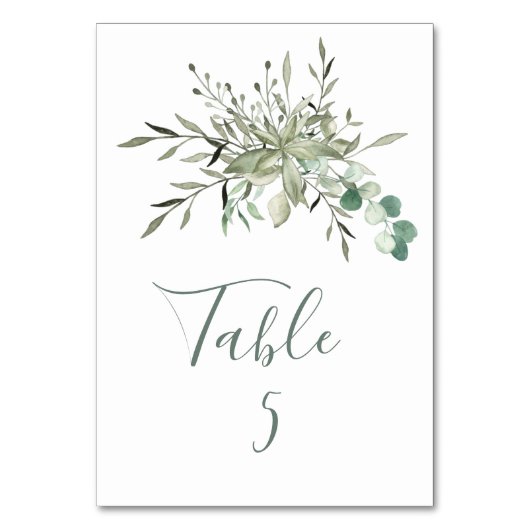 Numéro De Table Mariage Élégant Classique au Vert Eucalyptus (Par défaut)