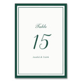 Numéro De Table Mariage Élégant Classique Cadre Vert Foncé Chasseu (Dos)