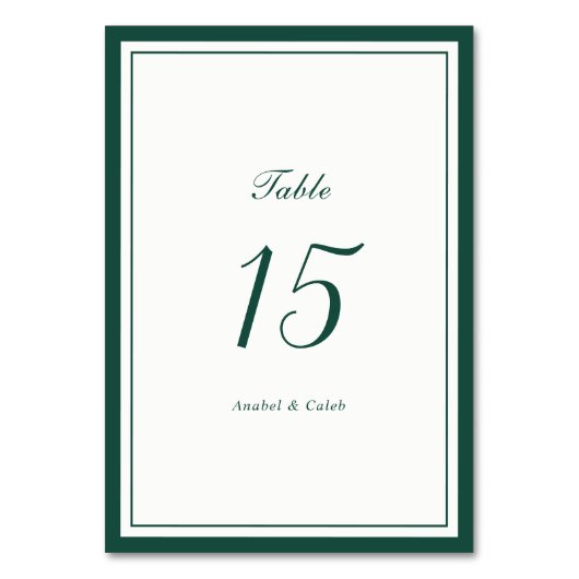 Numéro De Table Mariage Élégant Classique Cadre Vert Foncé Chasseu (Par défaut)