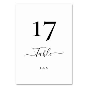 Numéro De Table Mariage Élégant Classique Calligraphie Noir et Bla