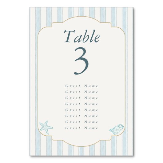 Numéro De Table Mariage Élégant Côté Mer (Par défaut)