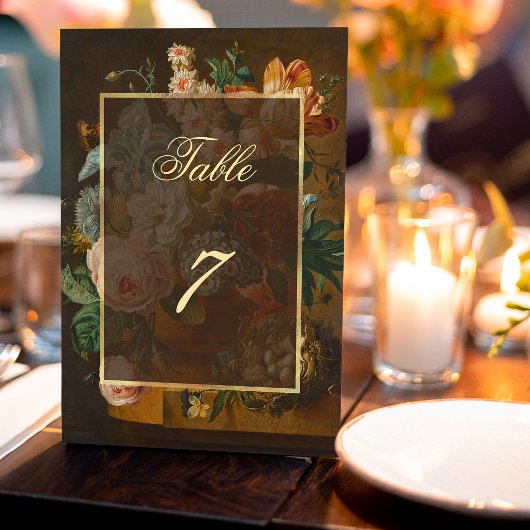 Numéro De Table Mariage Élégant de Fleurs d'Art Fin
