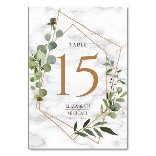 Numéro De Table Mariage élégant en marbre géométrique de cuivre Eu