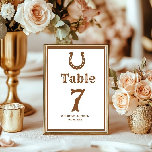 Numéro De Table Mariage élégant et chic Boho Western Cowboy