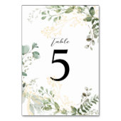 Numéro De Table Mariage Élégant Eucalyptus Or et Verdure (Dos)