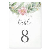 Numéro De Table Mariage élégant feuilles d'eucalyptus verdure or (Dos)