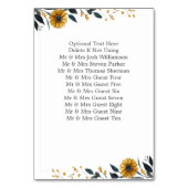 Numéro De Table Mariage élégant Fleur sauvage jaune bleu (Dos)