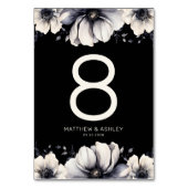 Numéro De Table Mariage Élégant Fleurs Noires (Dos)