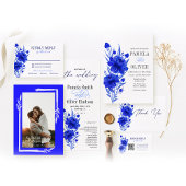 Numéro De Table Mariage Élégant Floral Bleu