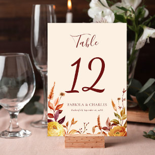 Numéro De Table Mariage Élégant Floral Boho Coup de Foudre
