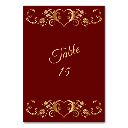 Numéro De Table Mariage élégant géométrique rouge doré (Par défaut)