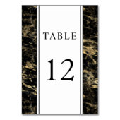 Numéro De Table Mariage Élégant Marbre Noir Or (Dos)
