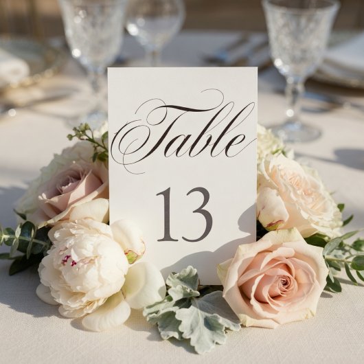 Numéro De Table Mariage Élégant Minimaliste