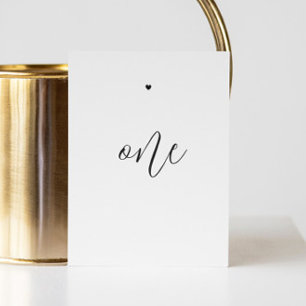 Numéro De Table Mariage élégant minimaliste noir et blanc à l'écri