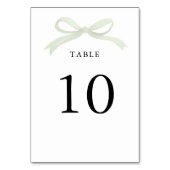 Numéro De Table Mariage Élégant Moderne avec Nœud Vert Sauge (Dos)