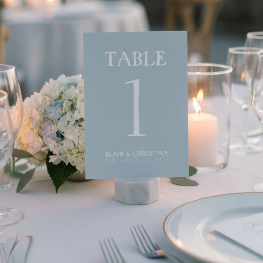 Numéro De Table Mariage élégant moderne bleu côtier