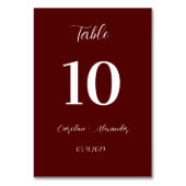 Numéro De Table Mariage Élégant Moderne Bohème Bourgogne Unique (Dos)