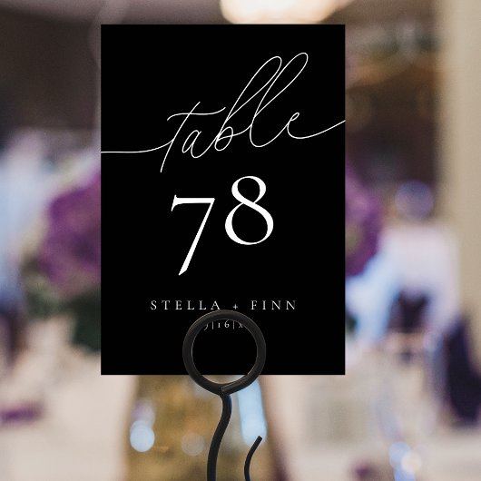 Numéro De Table Mariage élégant moderne écriture noir